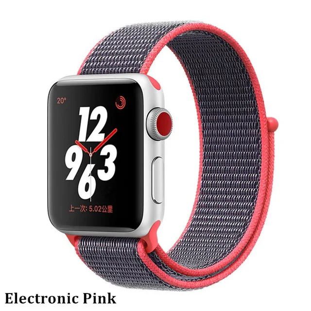 Последняя нейлоновый ремешок für apple watch группа 4 44 мм/40 мм, correa apple watch 3 42 мм/38 мм iwatch серии 4/3/2 bunte stecker чехол для телефона на руку - Цвет ремешка: Electronic pink