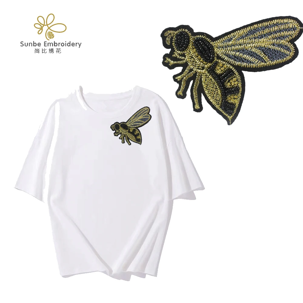 Вышитые бисером золото нашивки пчела одежда значки &quotсделай сам&quot с