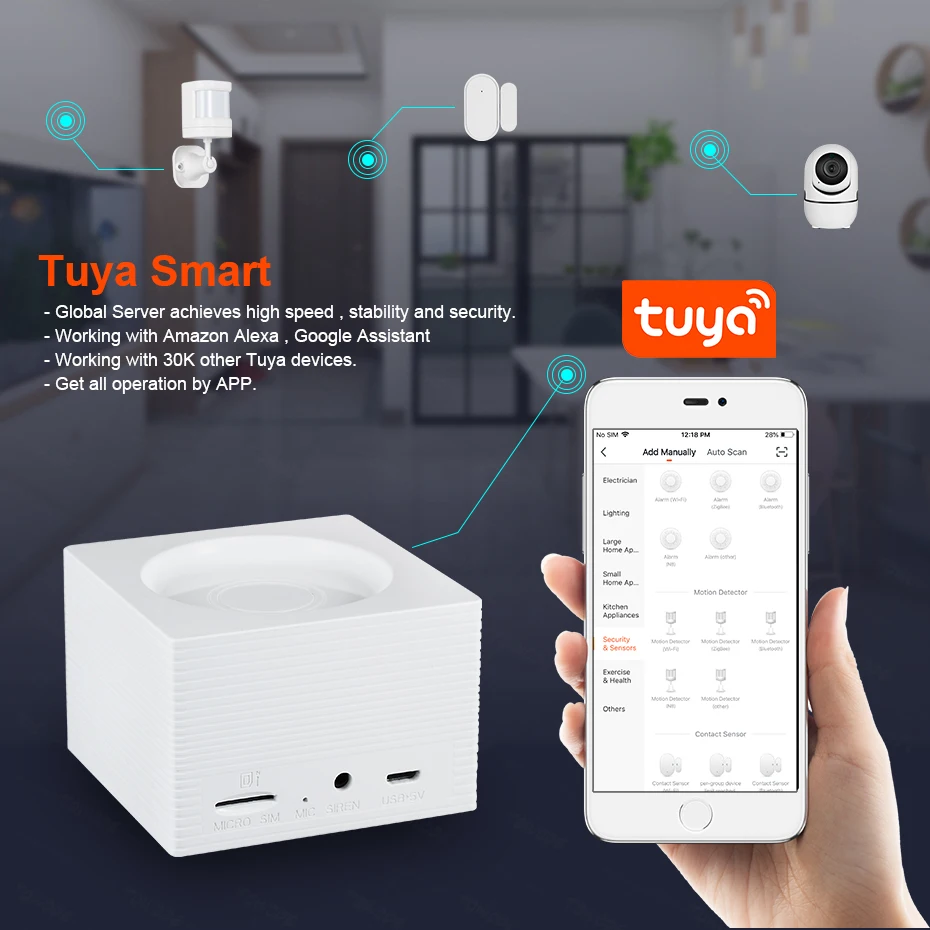 Беспроводная система охранной сигнализации Towode Tuya Автономная Wi-Fi сирена с