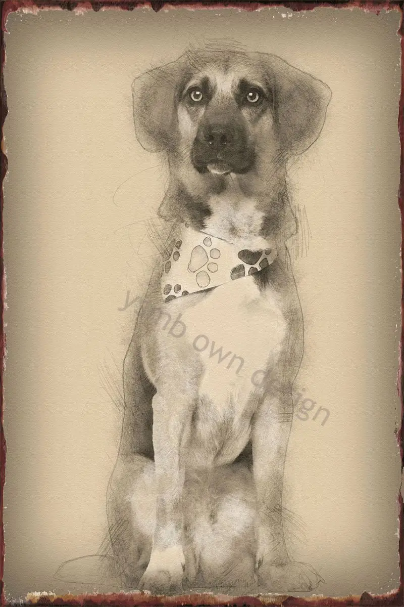 

Оловянная табличка с собакой, крестом и надписью «Bea»