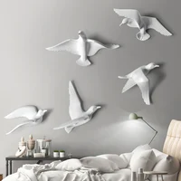 5PCS European Resin Birds Wall Hanging Pigeon Crafts Decoration Home Livingroom Sofa TV Background 3D Wall Sticker Ornament Art