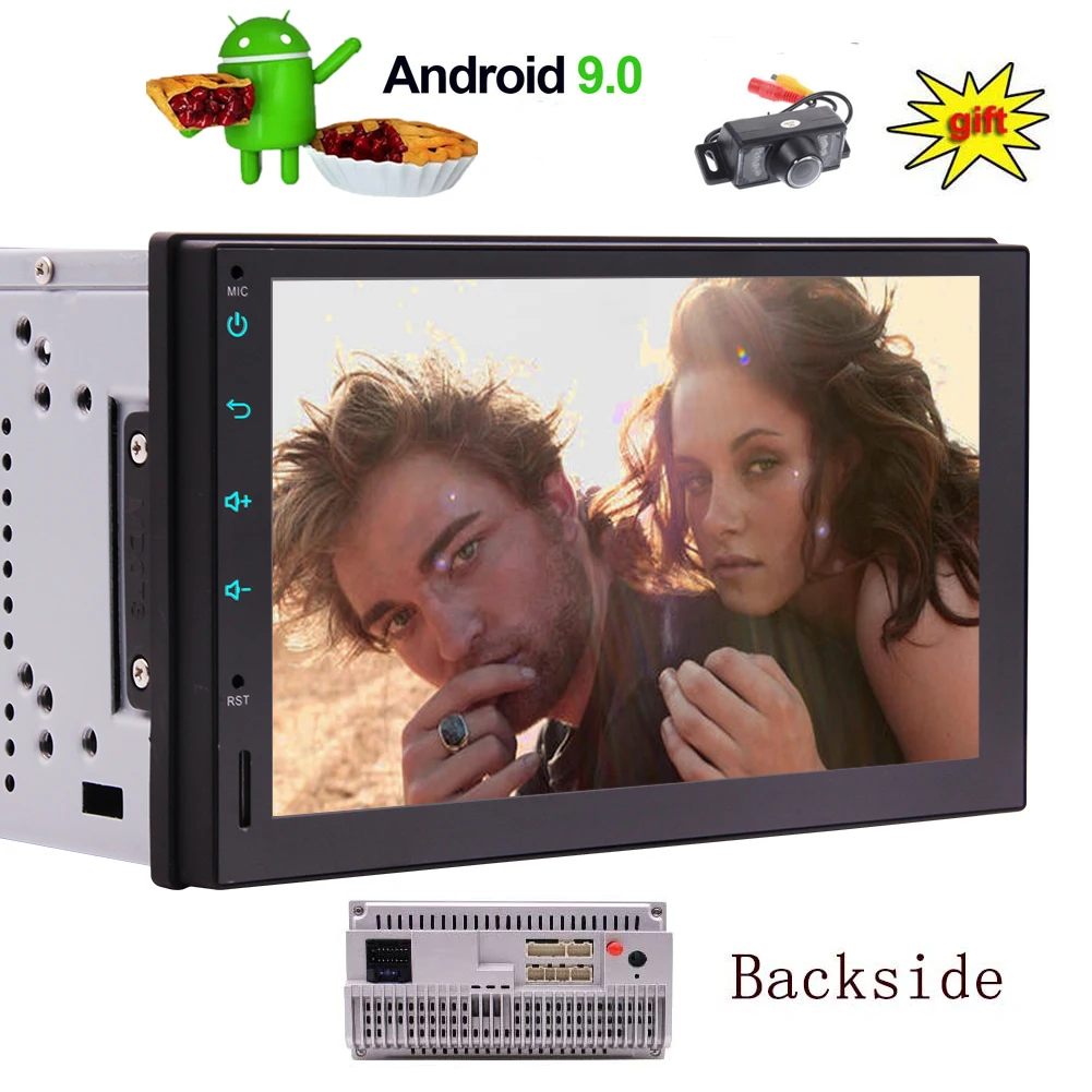 

Android 9.0 Bluetooth Car Stereo 7 Inch Touch Screen Double Din Radio GPS Navigation Wifi Mirror Link Quad-Core+Backup Camera
