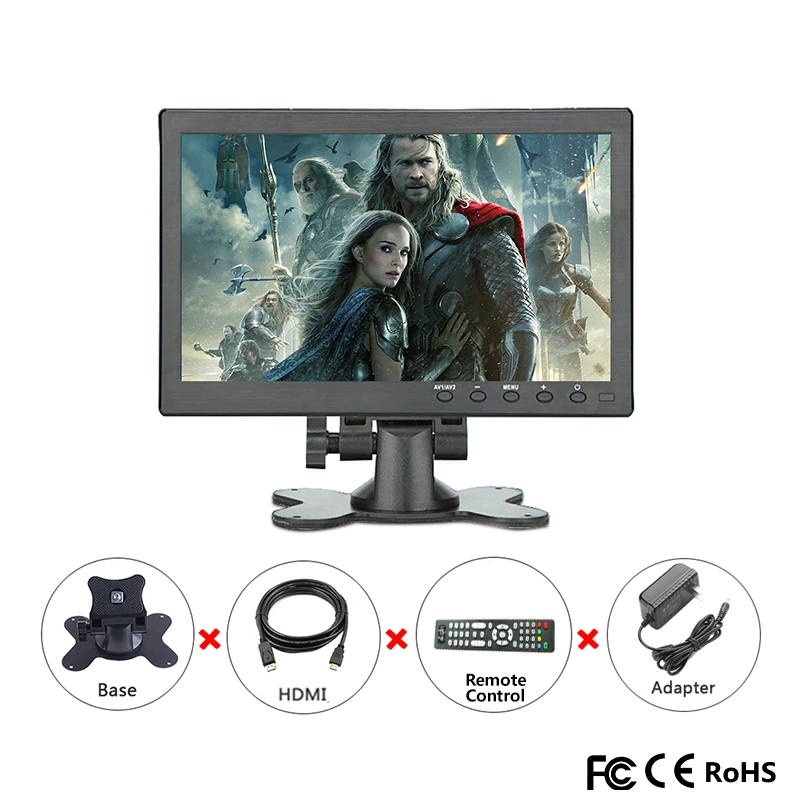 10,1 дюймовый ips монитор HD портативный цветной светодиодный ЖК-экран с AV/VGA/HDMI/BNC/USB выходом для ПК CCTV камеры