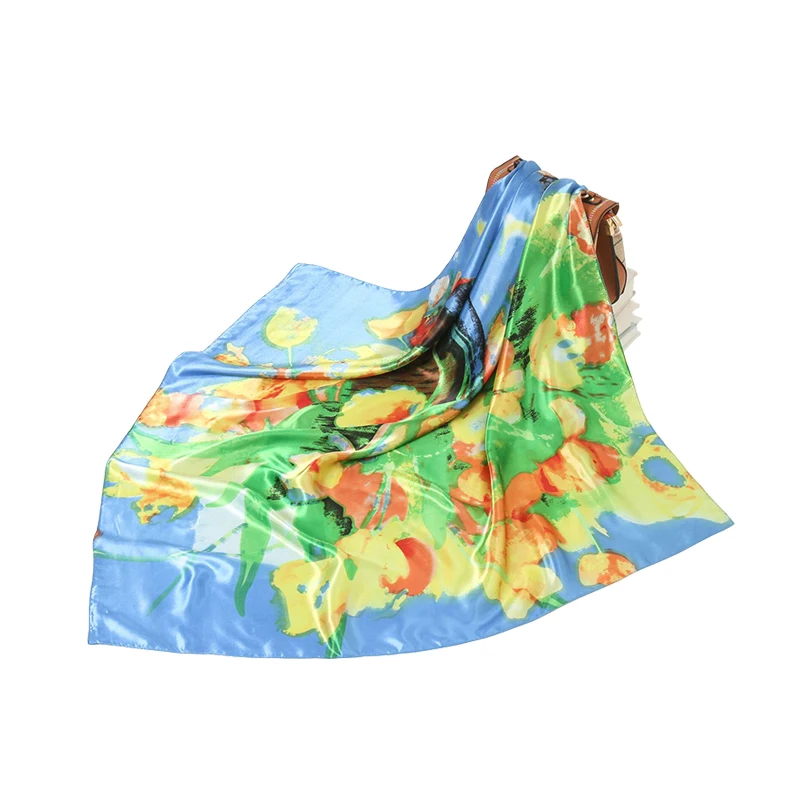 

Эстетический женский шелковый шарф с масляным принтом, разноцветные варианты, великолепные Сменные женские шарфы для декорирования головы