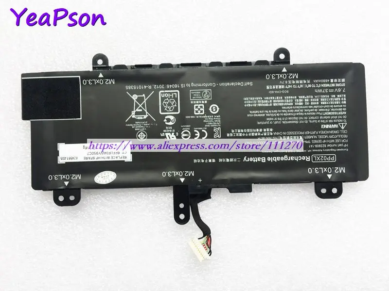 Yeapson 7 6 V 37Wh подлинный PP02XL 823909 141 HSTNN IB7H Аккумулятор для ноутбука HP 11 S003TU S001TU S002TU