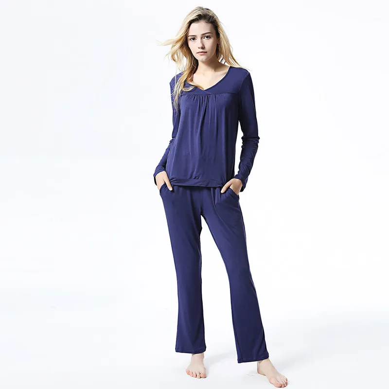 

womens modal pajamas set couple sleepwear 2019 spring summer plus size nightwear pants 2 piece household black lace