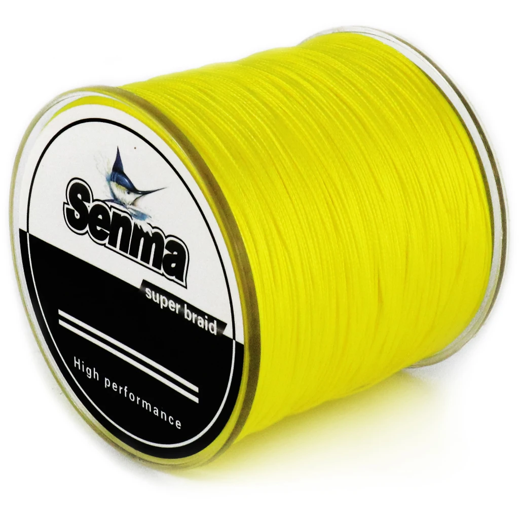 Fluro Yellow Senma 8X300 м, 500 м, 1000 м, PE леска, 8 нитей, плетеная леска, 10-100 фунтов, многофиламентная леска, гладкая - Цвет: Fluro Yellow