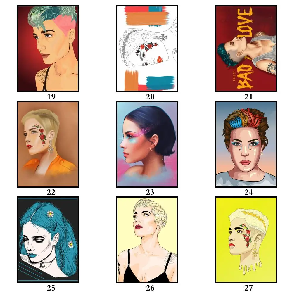 43 дизайна Halsey плакат из белой бумаги альтернативная абстрактная живопись