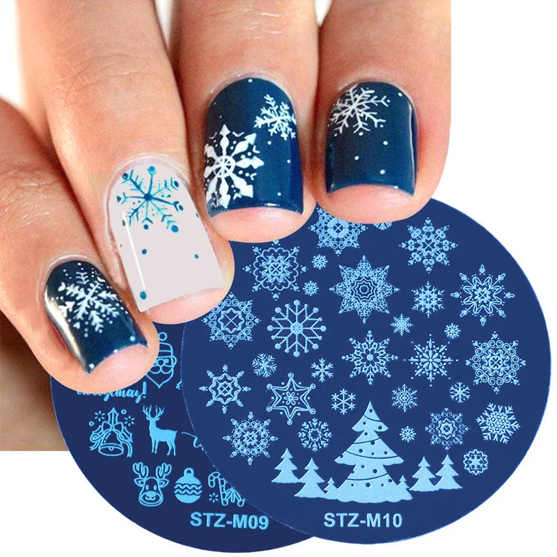 

Nail Art Stamper Stamping Plates New Year Merry Christmas Santa Clause Snowflake Design Stamp Image for Manicure Stencil Tools