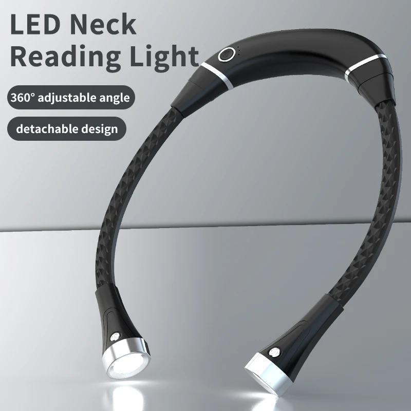 

USB Neck Light Rechargeable Book Light 3 Colors For Reading In Bed At Night Brightness Stepless Dimming Neck Reading Light Lamp
