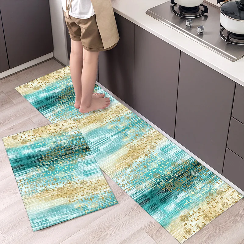

Tapis de cuisine imprimé 3D, tapis de sol antidérapant, tapis de porte de salle de bain moderne simple, tapis de pied long pour