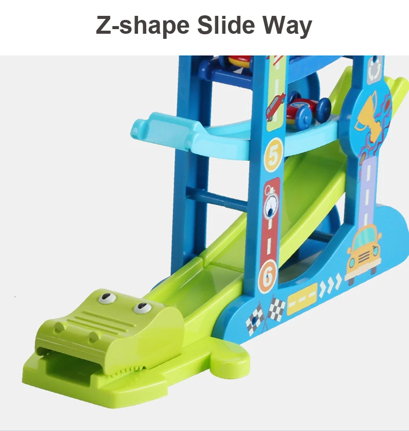 

Wooden 7-Layer Ramp Race Track & 6 Mini Inertia Car Sliding Toys Ramp Racer Educational Vehicle Car Toys for Children Gifts