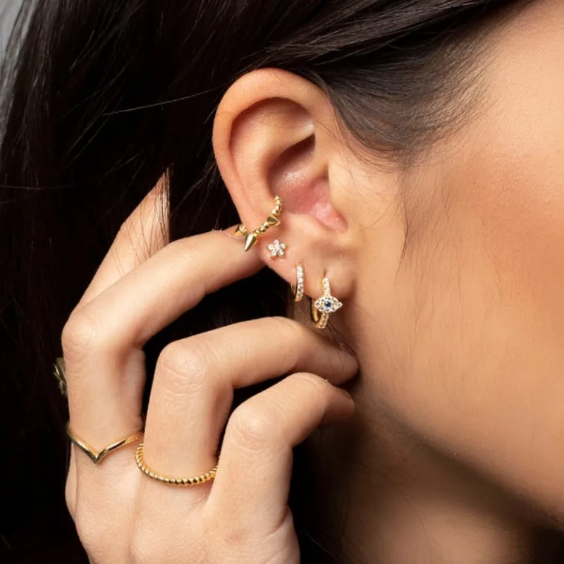 Очаровательные серьги от сглаза маленькие петли из стерлингового серебра 925