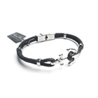 Браслет Runda мужской из черной кожи, Регулируемый аксессуар из нержавеющей стали, 6 мм, анкерное плетение, хороший подарок для мужчин