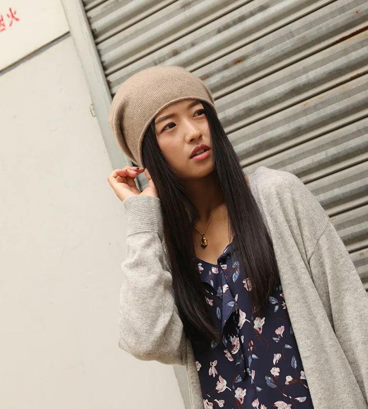 Зимняя кашемировая шапка для женщин Beanie хип хоп милые кашемировые шляпы, зимние шапки женский широкий берет-Боб Gorro Feminino