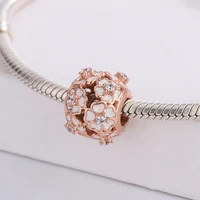 925 sterling silver rose gold daisy meadow openwork charms beads pendant bracelet diy jewelry making for original pandora
