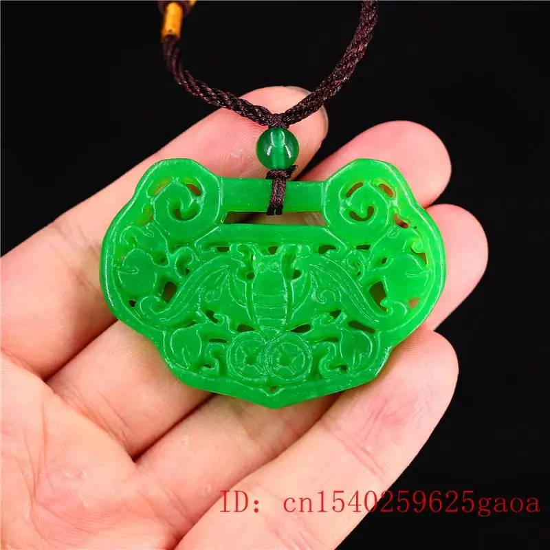

Green Jade Bat Pendant Necklace Women Men Jewelry Chinese Natural Double-sided Carved Charm Gifts Amulet Fashion Jadeite for