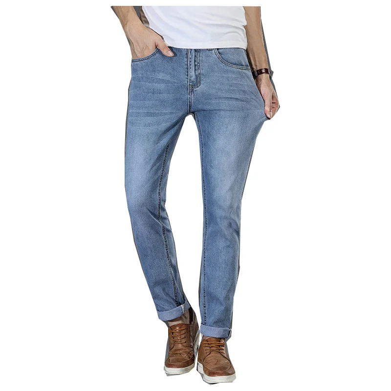 Jeans para hombre Primavera y novedad de verano Pantalones vaqueros de cintura media de algodón elásticos ajustados pequeños pan