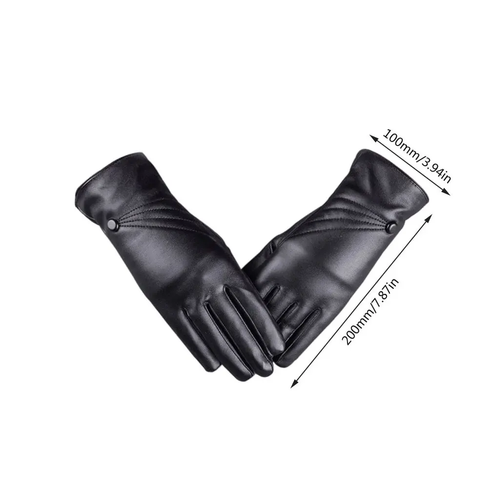 

1Pair Womens's Casual Fashionable Touch Screen Texing Gloves Fleeced Thermal Warm PU Leather Winter Gloves Delicate Design Gifts
