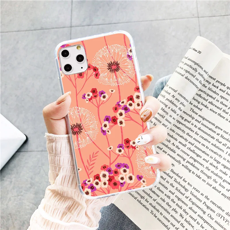 

Cute Bird Dandelion For iPhone 12 7 Plus SE2020 8 Plus XR X 11 Pro XS Max Floral Flower Soft Clear Phone Case Fundas Coque Cover