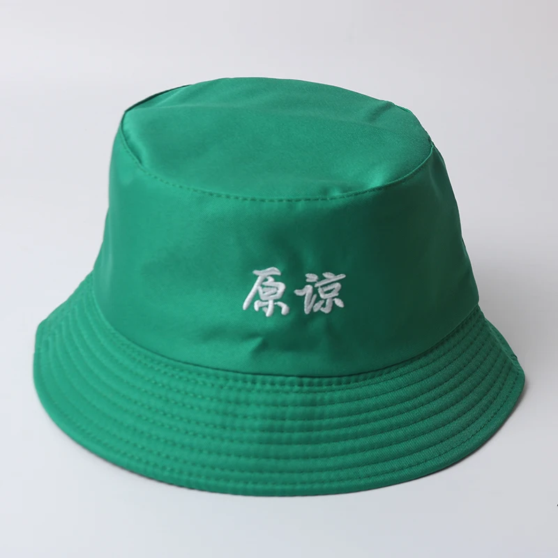 Men's Women's Cap Chinese Character Embroidered Bucket Hat Unisex Double-Sided Harajuku Outdoor Fishing Fisherman's |