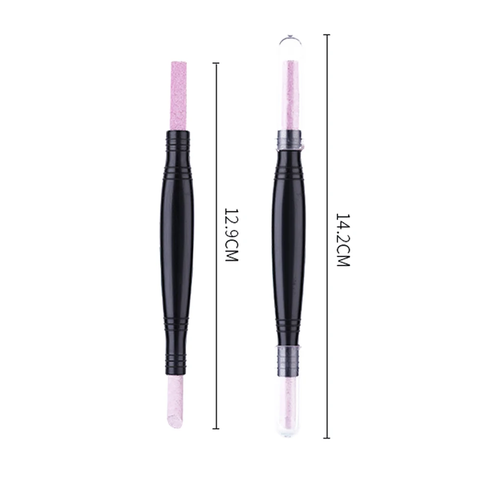 Double Headed Quartz Scrub Pen Cuticle Remover Pusher Trimmer Dead Skin Black Professional Nail Art Care Tool Fine Polish | Красота и