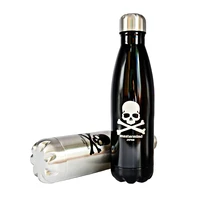 500ml skull stainless steel insulated water bottles thermos skull black and silver coffee bottle for hotcold