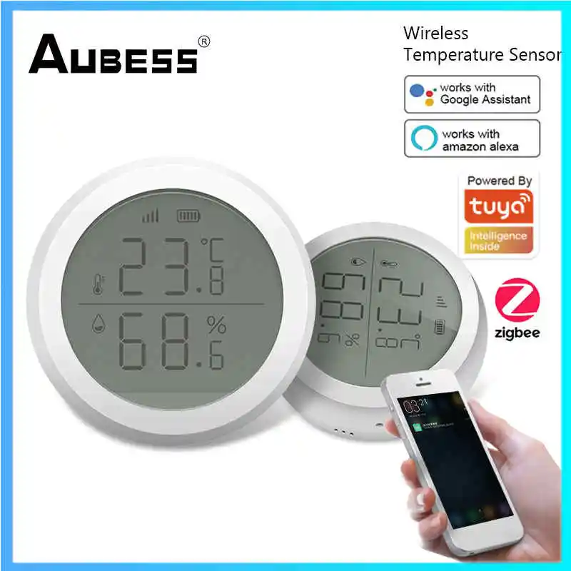 

Умный датчик температуры и влажности с ЖК-экраном, хаб для умного дома Tuya Zigbee с поддержкой Alexa, Google Assistant, приложения Tuya