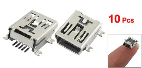 Новинка SODIAL(R)/10 x кожуха типа Mini USB 5 контактный разъем Женский Разъем под пайку