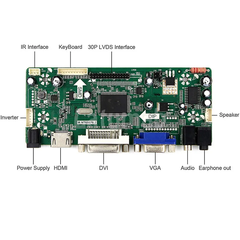 Плата управления монитором Latumab комплект для ЖК дисплея LP156WH1(TL)(C1) HDMI + DVI VGA
