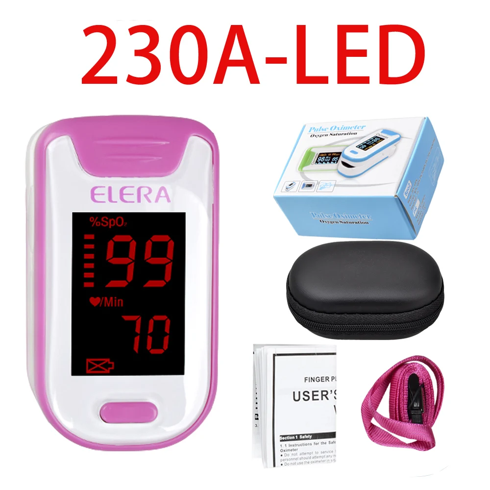 LED-pink with case ENVN Oximetro De Dedo Пульсоксиметр для измерения насыщенности крови SPO2 PR Oximetro De Pulso портативный Pulsioximetro - Цвет: LED-pink with case