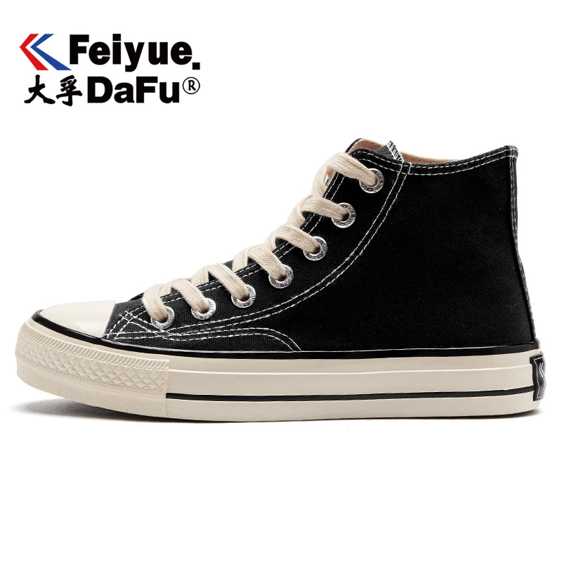 Туфли на плоской подошве DafuFeiyue черные парусиновые туфли с высоким берцем 2147 г.