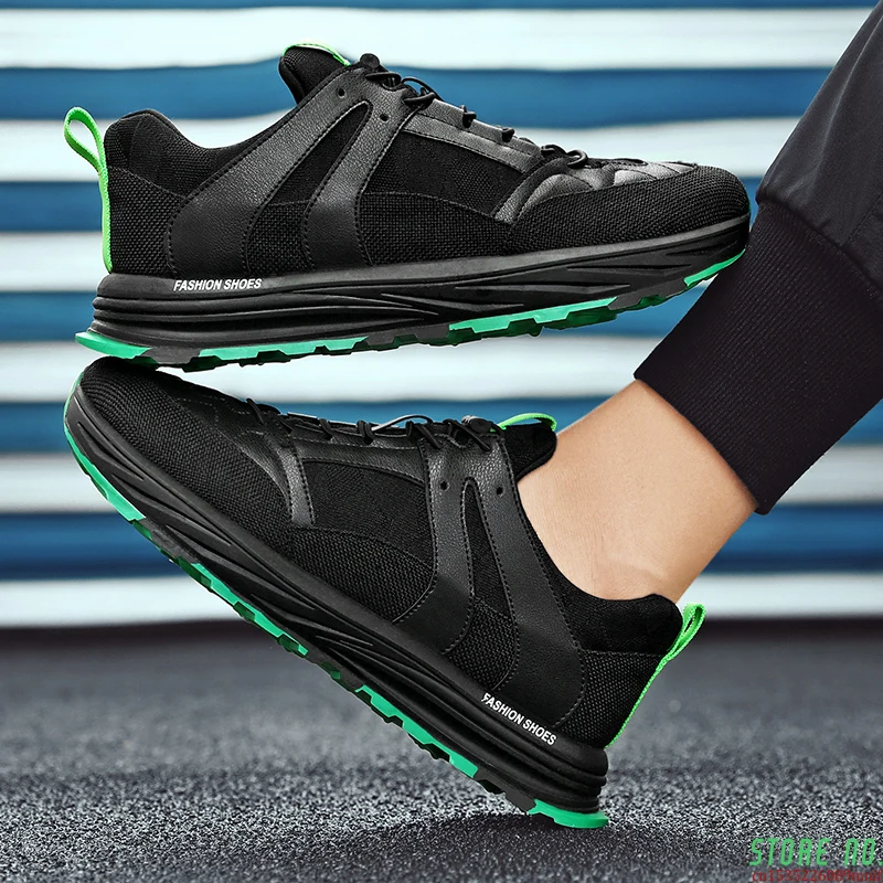 Черный белый цвет Мужские кроссовки 9908 светильник со шнуровкой из дышащей ткани