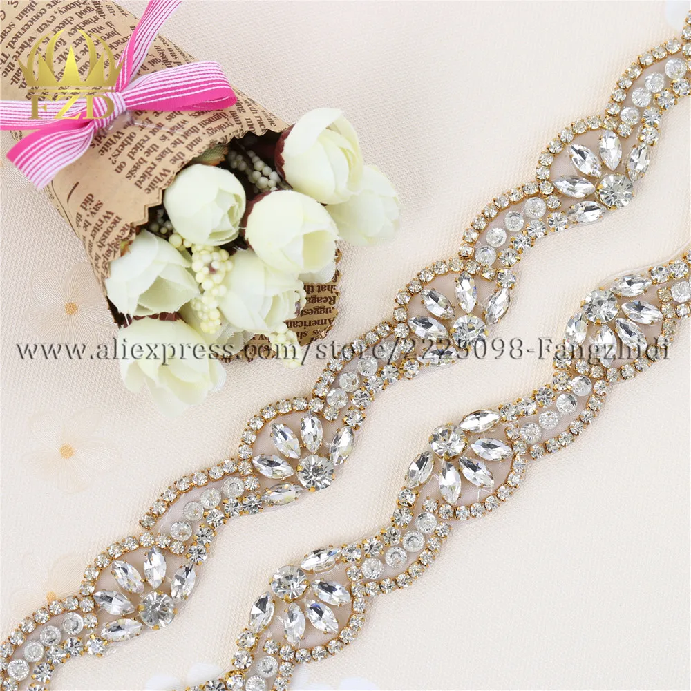 (1 ярд) ручная работа Горячая фиксация пришить на розовое золото бисером кристалл