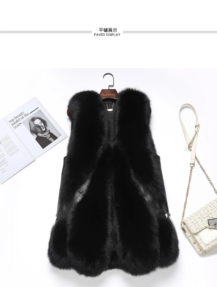 

The new whole skin fox fur vest natural fur mid-length new craft warmth and fashion fur vest fox fur jacket