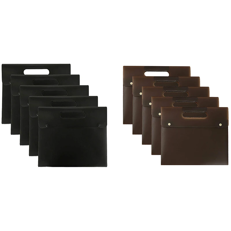 

A4 Plastic Envelope Folder Bag, Poly File Bag, Flat Project File, with Handle, 2 Snap Closures