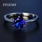 FFGems драгоценные камни аметист серебряное кольцо синий сапфир рубин кольцо серебро 925 ювелирные изделия Аквамарин Кольца для женщин обручальные кольца