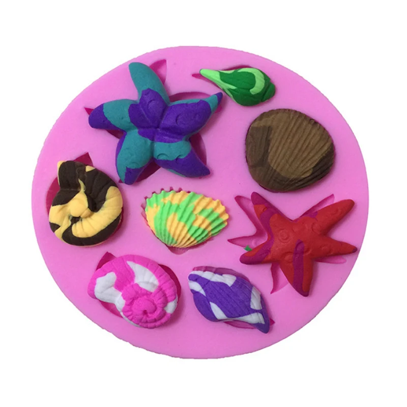 

Cake Decorating Tools DIY Sea Creatures Conch Starfish Shell Fondant Cake Candy Silicone Molds Creative DIY Chocolate Mold