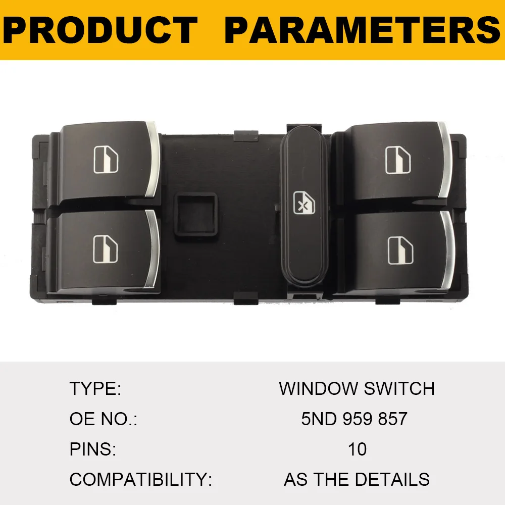 Electric Power Master Window Switch Button For VW Golf Jetta Passat B6 Tiguan Rabbit Touran 5K4 959 857 5ND | Автомобили и