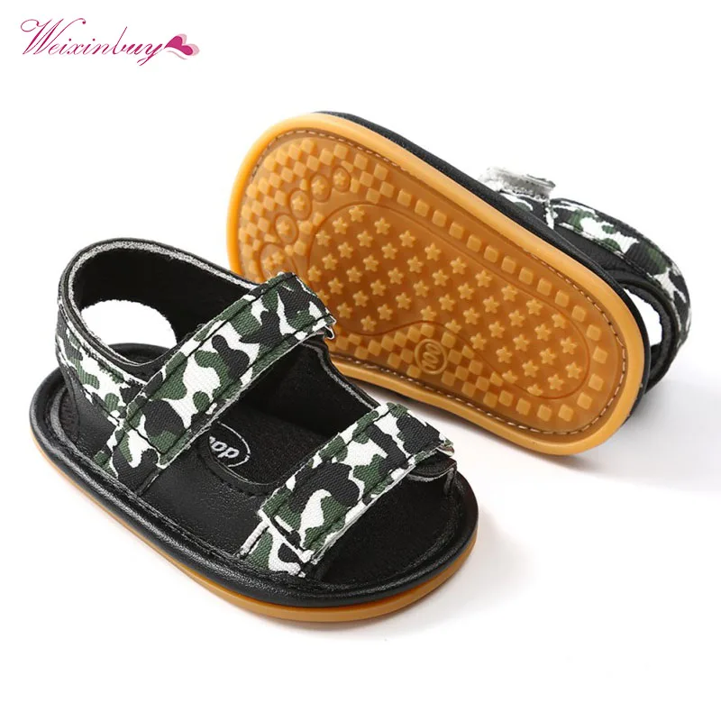 Летняя детская повседневная обувь Камуфляжные дышащие сандалии для мальчиков и