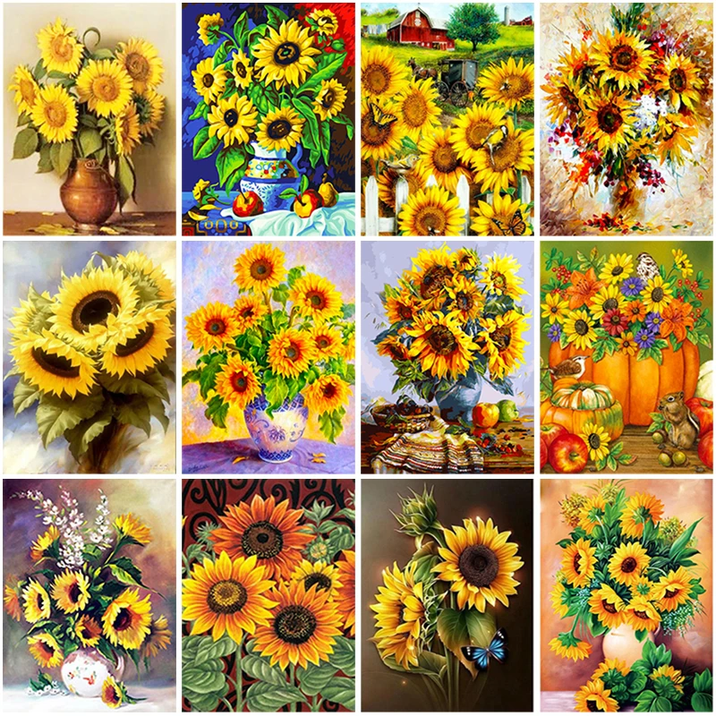 

5D DIY Diamond Painting Sunflower Picture Of Round Rhinestone Embroidery Full Drill Mosaic Hobby Wall Art Crystal Craft Decor