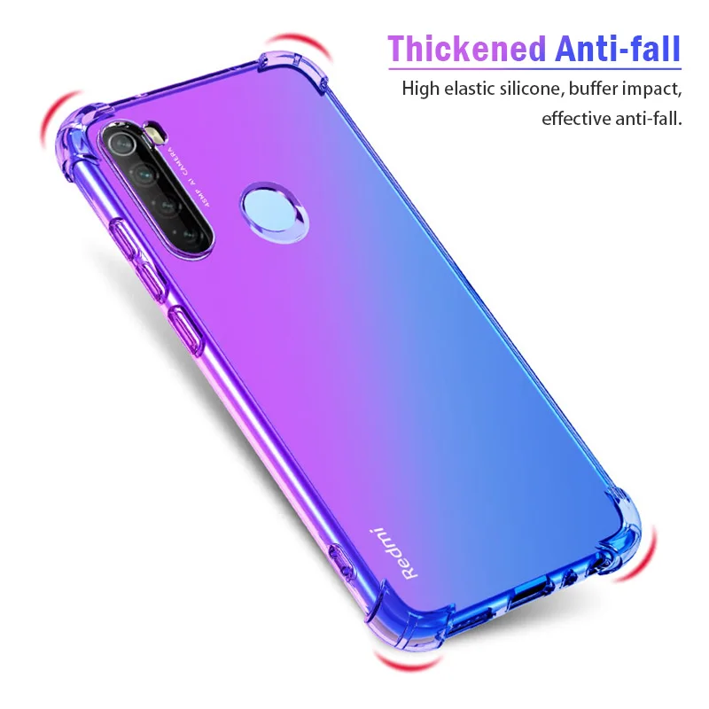 Silicone Gradient Soft Case for Xiaomi Redmi Note 8T Note 8 Pro Shockproof Cover for Mi 10T Poco X3 Redmi 9 9C 8A Note 9 Cases