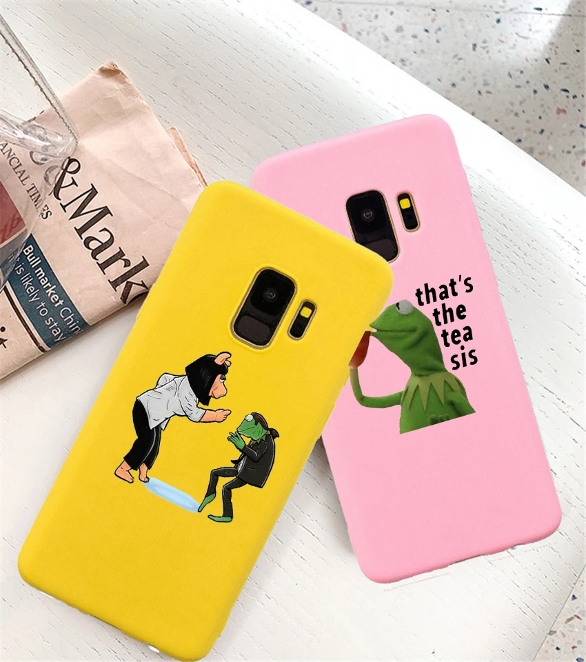 Чехол для телефона fashino забавный милый kermit лягушка карамельного цвета Samsung S8 S9 S10