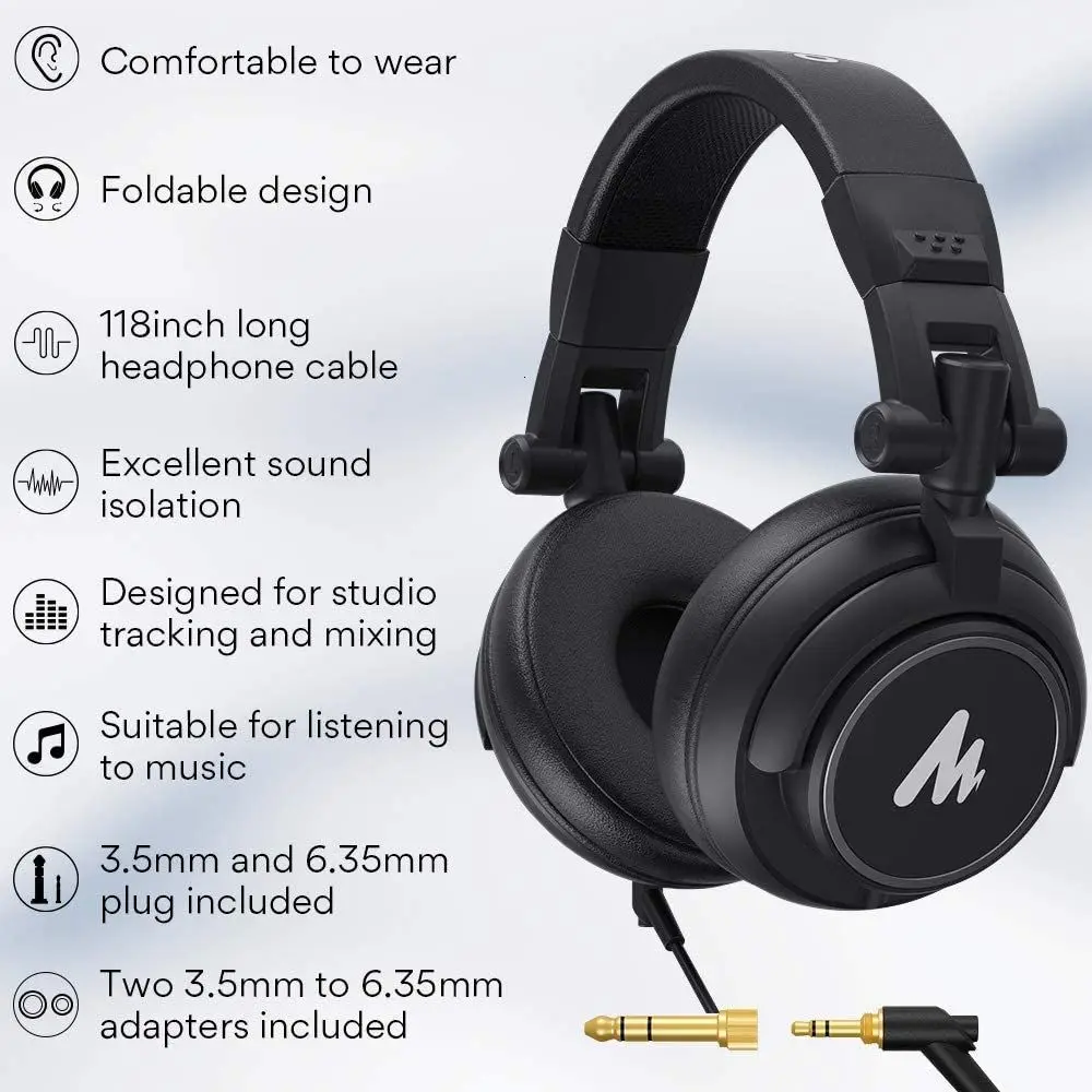 

MAONO AU-903 USB Microphone with AU-MH601 Studio Monitor Headphones Computer Microphone Plug & Play for Podcast Live YouTube
