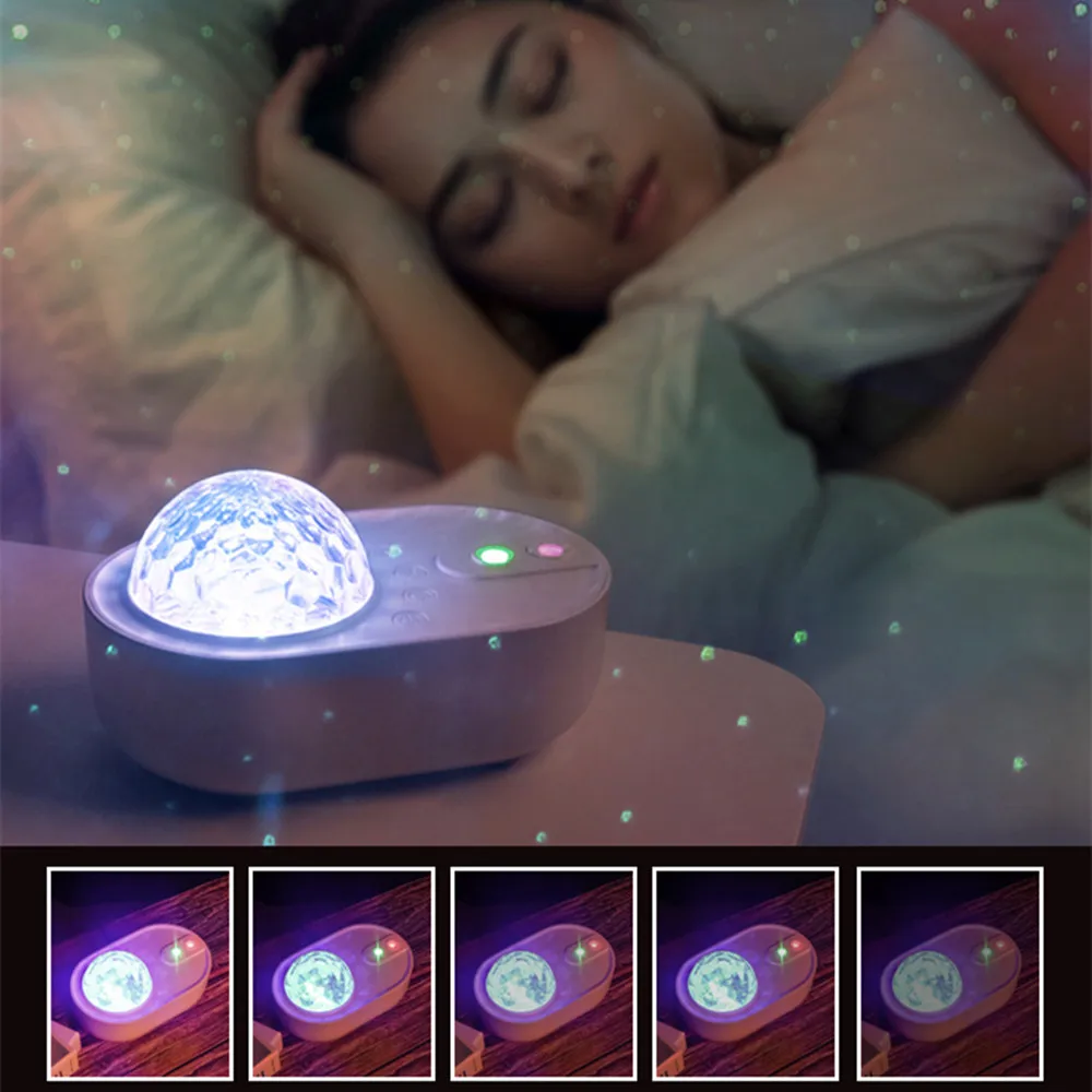 Starry Laser Projection Lamp Spaceship Shape Mini Night Light LED Nebula Cloud Star Light Ambiance Projector For Baby Bedroom