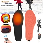 Бархатные стельки с подогревом и дистанционным управлением, зимние теплые стельки для ног с электроподогревом для мужчин и женщин, уличные спортивные Подогреваемые стельки для обуви