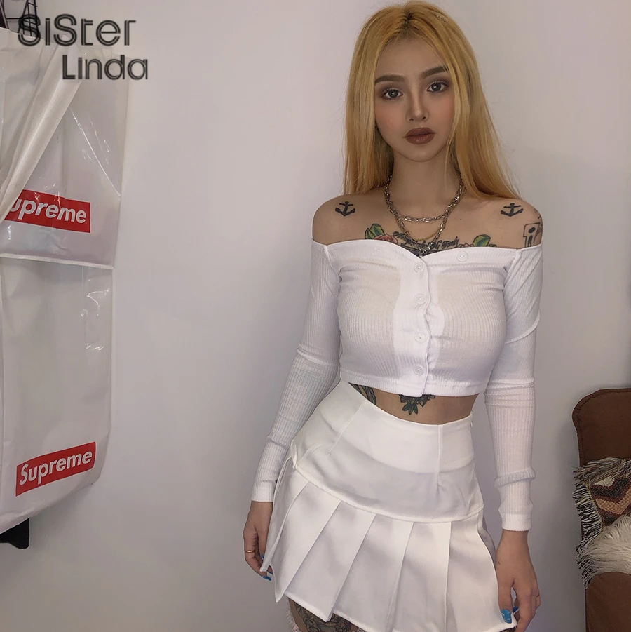 Sisterlinda супер короткие сексуальные мини юбки женские с высокой талией белые