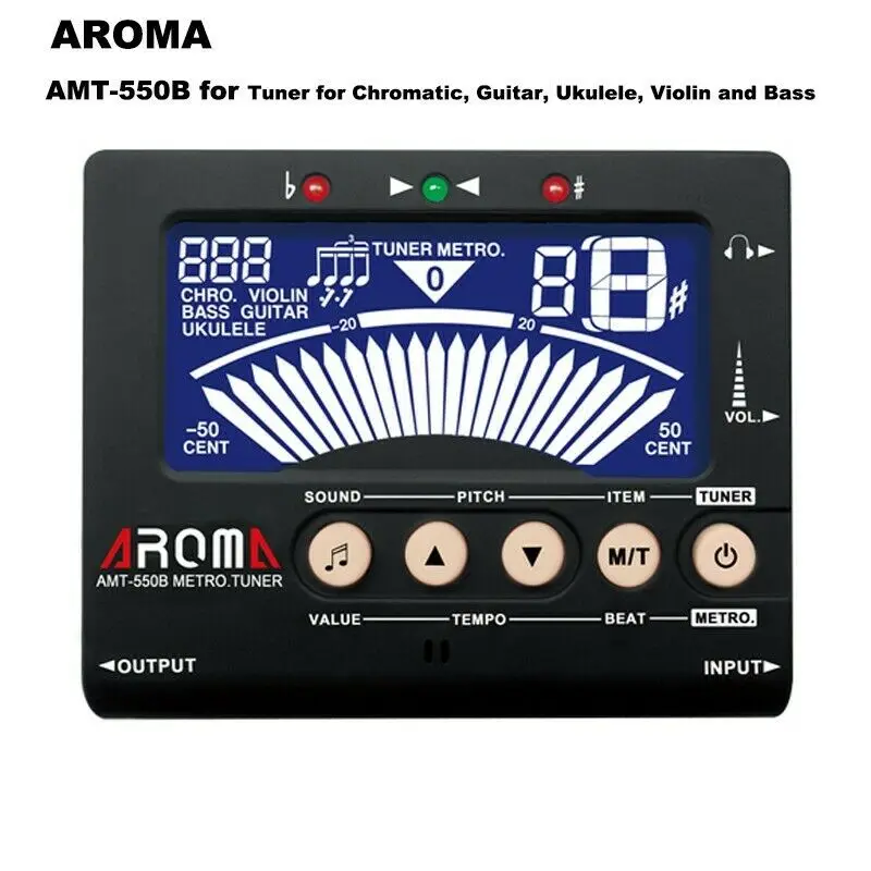 

Aroma Amt-550B Free Standing 3 In 1 Big Screen Metronome Tuner Ukulele Violin Metronome Tuner and Tone Generator 3 In 1