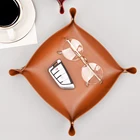 Ящик для хранения в скандинавском стиле, складной кошелек для ключей для настольных игр, элегантный кожаный квадратный поднос для мелочей и монет