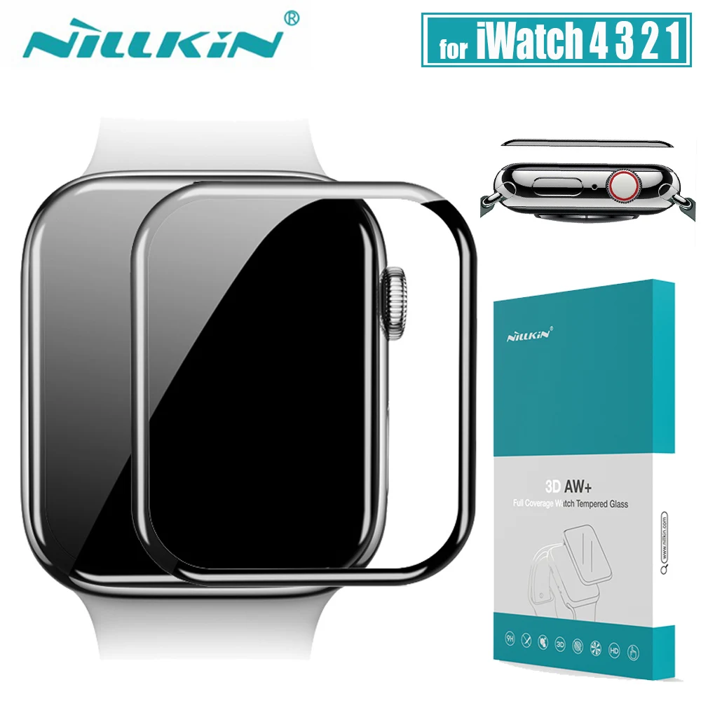 Защитное стекло для iWatch Series 4 3 2 1 Nillkin 3D AW + Полное покрытие защитное закаленное Apple